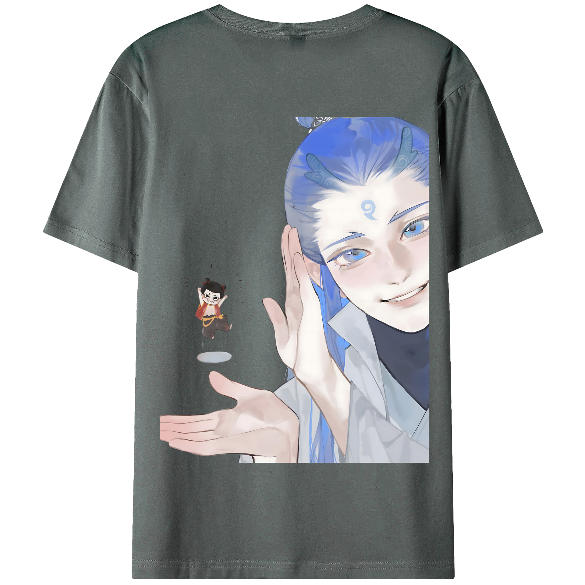 （画像用） Ne Zha 2 ナタ 魔童の大暴れ 綿100％半袖Tシャツ（背面プリント）
